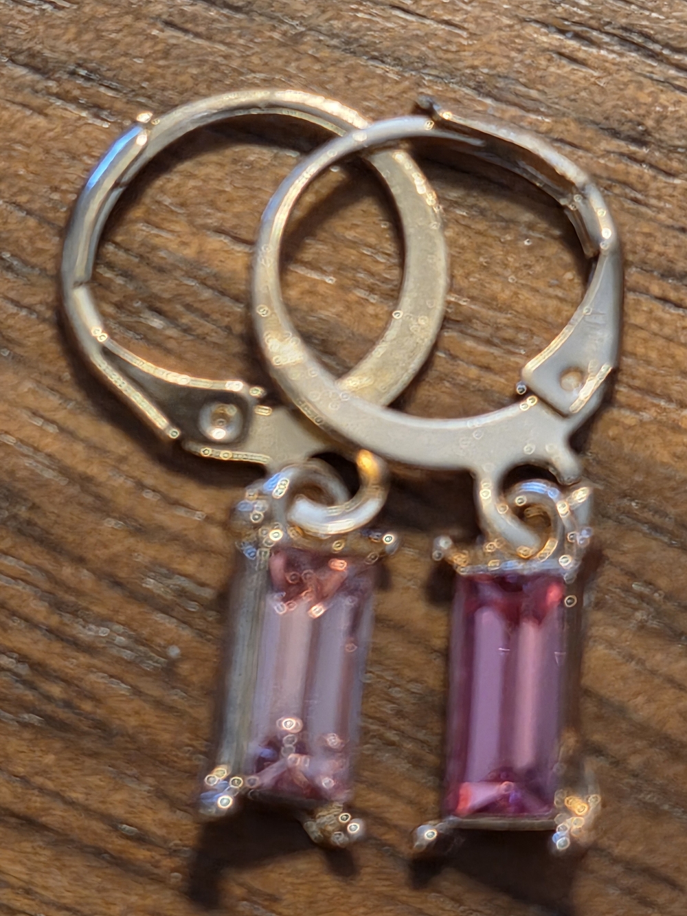 Source Unknown Pink Crystal Drop Hoop Earrings